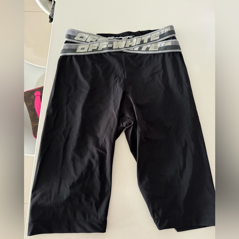 Off-white logo biker leggings